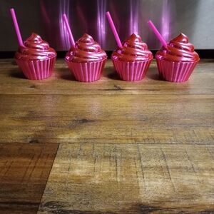 Set of 4 Cupcake Tumblers with Straw